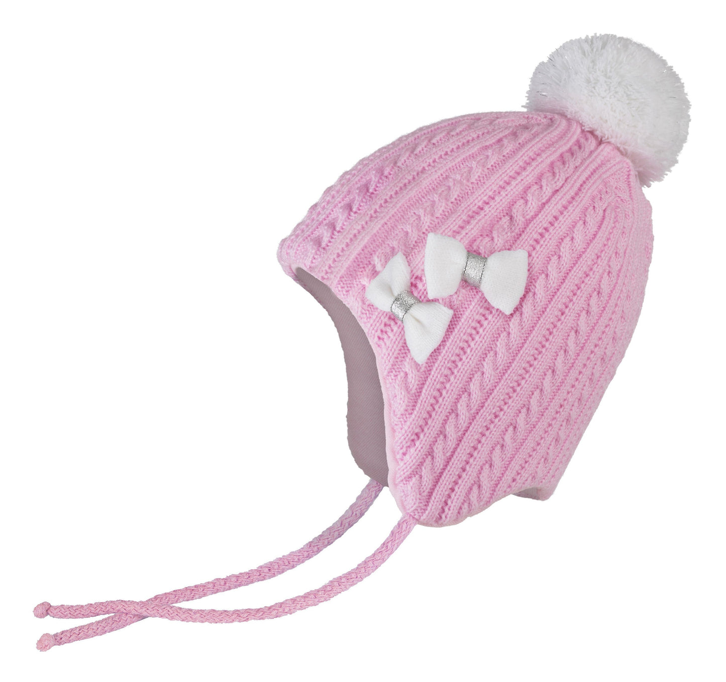 Conte/Esli Double knitted kids hat with insulation, cotton lining & pom-pom - For Girls (17С-93СП)