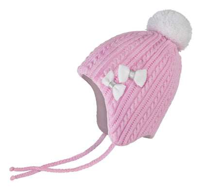 Conte/Esli Double knitted kids hat with insulation, cotton lining & pom-pom - For Girls (17С-93СП)