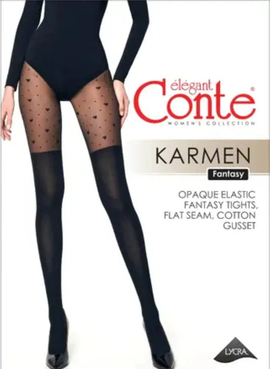 Conte Karmen 20/50 Den - Fantasy Women's Tights with imitation golfs, hearts & dots pattern (21S-2SP)