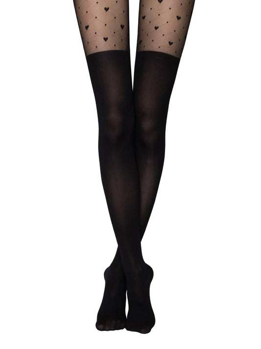 Conte Karmen 20/50 Den - Fantasy Women's Tights with imitation golfs, hearts & dots pattern (21S-2SP)