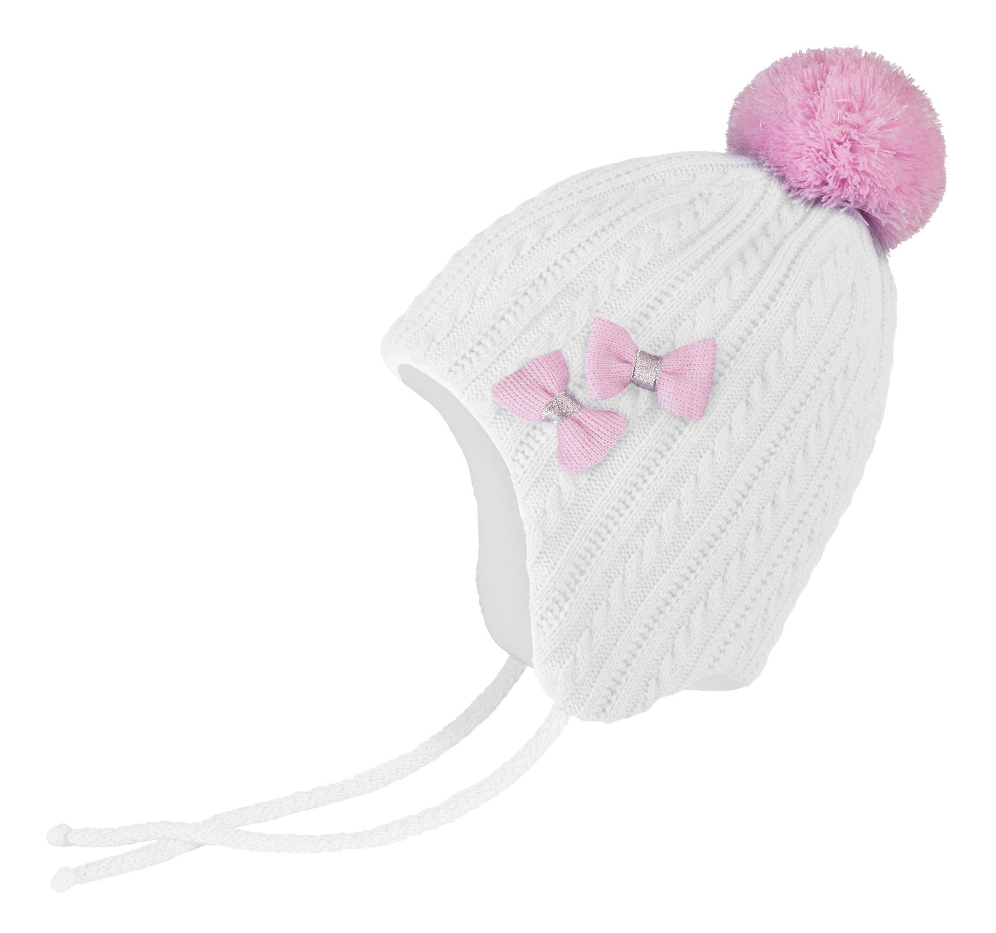 Conte/Esli Double knitted kids hat with insulation, cotton lining & pom-pom - For Girls (17С-93СП)